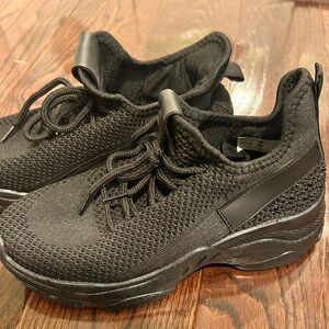 Black Knit Bedazzles Sneakers